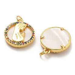 Zircone cubique en laiton avec pendentifs coquillage&nbsp;KK-Z027-10G