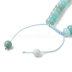 Braccialetti di perline intrecciate di amazzonite di fiori naturali regolabili&nbsp;BJEW-F369-A12