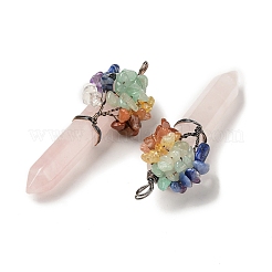 7 gros pendentifs en pierres précieuses mixtes naturelles et synthétiques pointues de chakra&nbsp;G-C012-01R