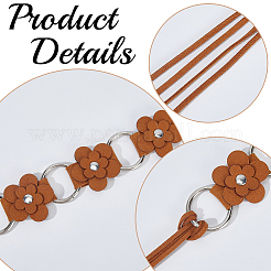 1 Stück Kunstleder Blume Messing Ring Gliederkette Taille Bauchketten Gürtel für Frauen&nbsp;AJEW-CL0001-49C