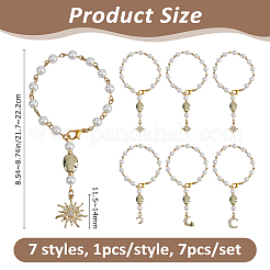 7 pieza de 7 estilos de latón micro pavé de circonita cúbica transparente colgante decoraciones&nbsp;HJEW-FH00233