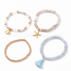 Set di braccialetti elastici con perline in pietre preziose miste naturali e sintetiche da 4 pz&nbsp;BJEW-JB09115