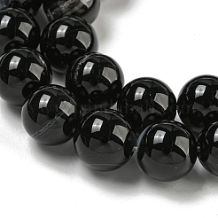 Natürliche schwarze Achat Perlen Stränge&nbsp;G-G391-10mm-01