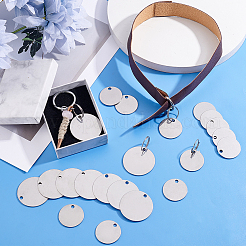 DIY 201 Edelstahl Blanko Flache Runde Anhänger Schlüsselanhänger Herstellung Kits&nbsp;DIY-PH0029-47