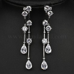 Boucles d'oreilles à pampilles en forme de larme en laiton et oxyde de zirconium transparent&nbsp;FS-WG0D253-02
