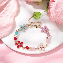 Blumen-Gliederkettenarmbänder aus Zinklegierung&nbsp;BJEW-JB10006