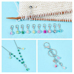 100 Stück Crackle-Glasperlen-Anhänger-Dekorationen&nbsp;HJEW-PH0001-54