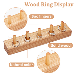 Rechteckiger Fingerring-Displayhalter aus Holz&nbsp;RDIS-WH0018-05