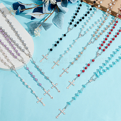 8 Stück 8 Farben Legierung & Glas Gliederkette Rosenkranz Perlenketten&nbsp;NJEW-GO0001-21