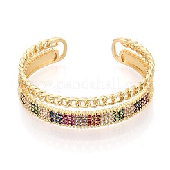 Armreifen aus Messing mit Mikropavé und Zirkonia und Strass für Damen&nbsp;KK-T079-65G