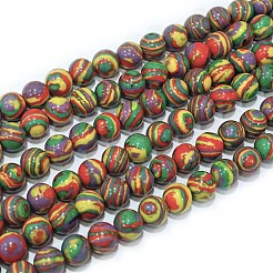 Chapelets de perles en malachite synthétique&nbsp;G-I199-32-8mm-M