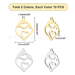 20 pendentif en acier inoxydable 201 de 2 couleurs&nbsp;STAS-DC0004-13