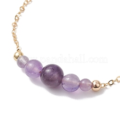 Braccialetti rotondi con perline di ametista naturale&nbsp;BJEW-JB12806-02