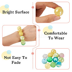60 pz 12 stili rotondi opachi e gomma da masticare e trasparenti e ab color e crackle perline acriliche rotonde&nbsp;DIY-TA0004-95