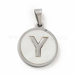 Acier inoxydable 304 avec pendentifs en coquillage blanc&nbsp;STAS-G268-01Y-P