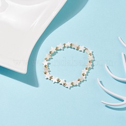 Stretch-Armband mit natürlichen Muschelsternen und Messing für Damen&nbsp;BJEW-JB08324