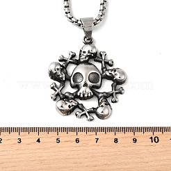 Halsketten mit Totenkopf-Anhänger aus 304 Edelstahl für Damen und Herren&nbsp;NJEW-Z076-01AS