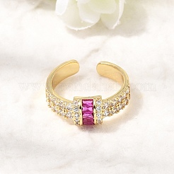 Anelli aperti con polsino in ottone micro pavé di zirconi cubici per donna&nbsp;RJEW-L343-04G