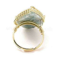Anillo ajustable envuelto en ojo de caballo de amazonita natural&nbsp;G-D458-03G-08-RS