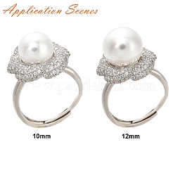 Blumen Messing Micro Pave Zirkonia verstellbare Ringfassungen&nbsp;KK-K297-03P