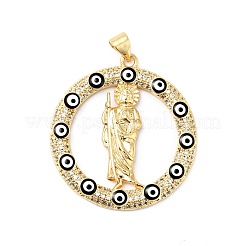 Placage de crémaillère en laiton micro pavé pendentifs en zircone cubique claire&nbsp;ZIRC-I059-11G