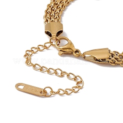 Bracciale con ciondolo a forma di sfera rotonda in acciaio inossidabile 316 con catene a maglie per donna&nbsp;BJEW-G655-03G