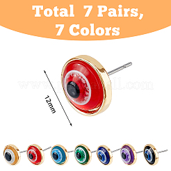 7 paire de boucles d'oreilles à tige en résine 7 couleurs pour femmes&nbsp;EJEW-FI0001-71