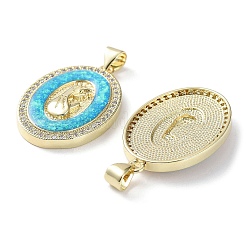 Placage de crémaillère en laiton micro pavé pendentifs en zircone cubique claire&nbsp;KK-C041-06C-G