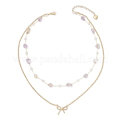 Collier avec pendentif en forme de nœud papillon en acier inoxydable 304&nbsp;NJEW-JN05399-02