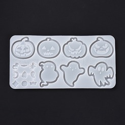 Stampi per statue in silicone fai-da-te con zucca jack-o'-lantern e fantasmi e riempimento&nbsp;DIY-D060-06