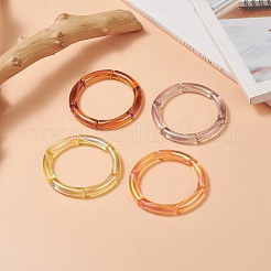 4 Uds. Juego de pulseras elásticas de tubo curvo acrílico de 4 colores para mujer&nbsp;BJEW-JB09305-02