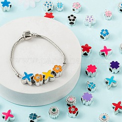 70 stücke 7 stil blumen & pflanzen serie uv beschichtung acryl europäische perlen&nbsp;OACR-LS0001-07