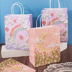 6 sac cadeau en papier imprimé de fleurs bicolores&nbsp;ABAG-TAD0001-02