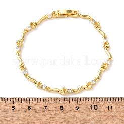 Messing-Gliederkettenarmbänder mit Mikropflaster und klarem Zirkonia für Damen&nbsp;BJEW-D387-02G