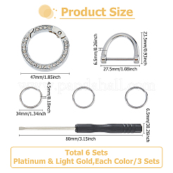 6 Satz 2 Farben Legierung Kristall Strass Feder Tor Ringe&nbsp;KEYC-HS0001-05