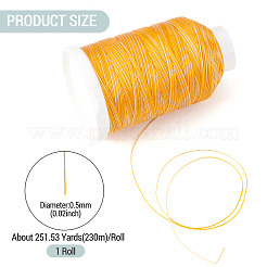 1 rouleau de cordon rond en polyester ciré teint en dégradé de couleurs&nbsp;YC-TADJ0001-03D