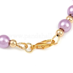 Bracciali a maglie rotonde con perle di vetro per donna&nbsp;BJEW-JB11975-03