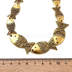 Halsketten aus Legierung im tibetischen Stil mit abgestuften Fischgliedern für Frauen&nbsp;LS-NJEW-C102-01AG