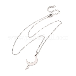 Colliers à pendentif lune fondante en acier inoxydable 304&nbsp;NJEW-K308-01C-P