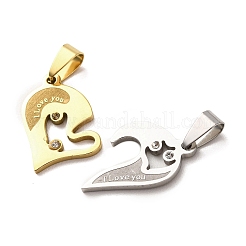 Pendentifs fendus en acier inoxydable 304 pour la Saint-Valentin&nbsp;STAS-F368-11GP