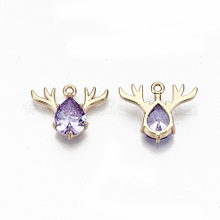 Pendentifs en strass de verre en laiton&nbsp;GLAA-S179-24C-RS