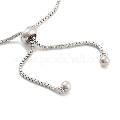 Braccialetti con cursore a catena piatta rotonda in ottone con pavé di zirconi trasparenti&nbsp;BJEW-B094-12B-P