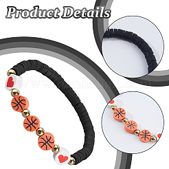 24 bracelet extensible en perles heishi en argile polymère&nbsp;BJEW-DC00018