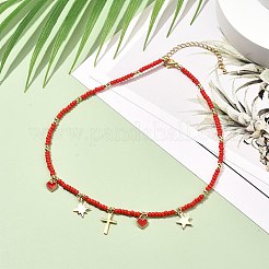 Collane con ciondolo ala e croce e cuore e stella per ragazze e donne&nbsp;NJEW-JN03688