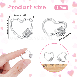 Laiton micro pave clair zircone cubique vis mousqueton charmes de verrouillage&nbsp;KK-WH0062-242B-P