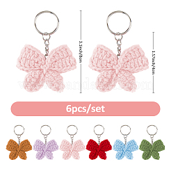 6 x Anhänger-Dekoration aus Strickfaser mit Schleife.&nbsp;KEYC-FH00049
