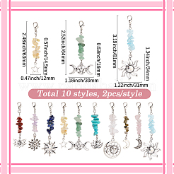 2 sachet d'alliage avec pendentifs décoratifs en éclats de pierres précieuses&nbsp;HJEW-BM0001-83