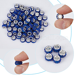 Handgefertigte Polymer Clay Strass europäische Großlochperlen mit versilberten Messingkernen&nbsp;FPDL-PA0001-02C
