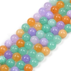 Gefärbt natürlichen weißen Jade Perlen Stränge&nbsp;G-NH0045-01A