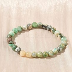 Bracelets extensibles ronds en jaspe vert naturel pour femmes&nbsp;BJEW-F535-02A